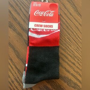 Coca-Cola Novelty Socks NWT Adult Size 6-13 Classic Logo Crew Socks